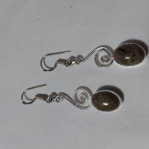 STERLING Silver Unakite Jasper Earrings